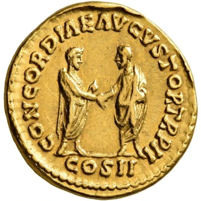 Aureus - Lucius Verus and Marcus Aurelius CONCORDIAE AVGVSTOR TR P II COS II back