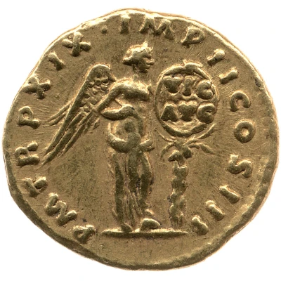 Aureus - Marcus Aurelius P M TR P XIX IMP II COS III; Victory back