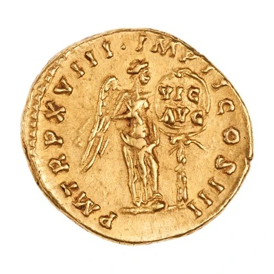 Aureus - Marcus Aurelius P M TR P XVIII IMP II COS III; Victory back