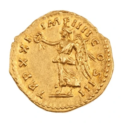 Aureus - Marcus Aurelius TR P XXI IMP IIII COS III; Victory back