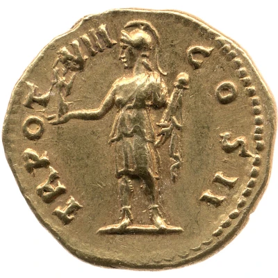 Aureus - Marcus Aurelius TR POT VII COS II; Roma and Victory back
