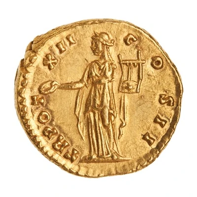 Aureus - Marcus Aurelius TR POT XII COS II; Apollo back