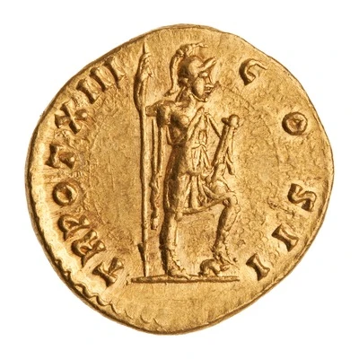 Aureus - Marcus Aurelius TR POT XIII COS II; Virtus back