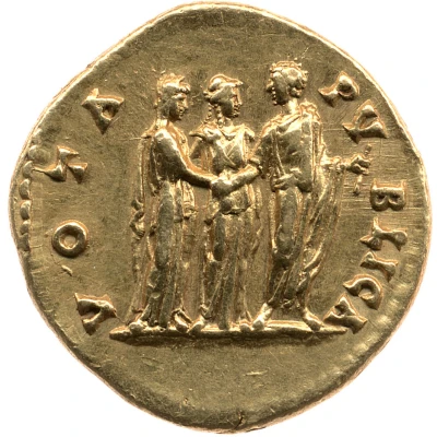 Aureus - Marcus Aurelius and Faustina the Younger VOTA PVBLICA back