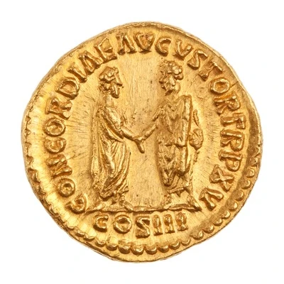 Aureus - Marcus Aurelius and Lucius Verus CONCORDIAE AVGVSTOR TR P XV COS III back