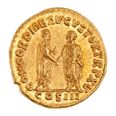 Aureus - Marcus Aurelius and Lucius Verus CONCORDIAE AVGVSTOR TR P XV COS III back
