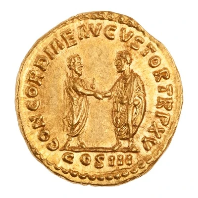 Aureus - Marcus Aurelius and Lucius Verus CONCORDIAE AVGVSTOR TR P XV COS III back