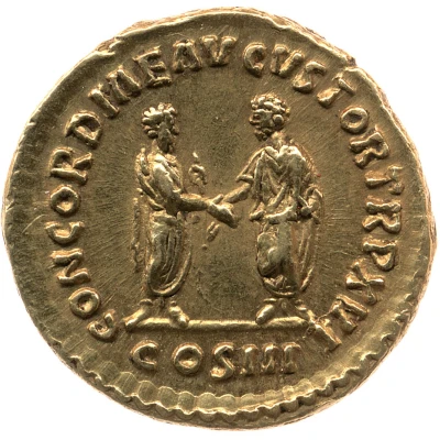 Aureus - Marcus Aurelius and Lucius Verus CONCORDIAE AVGVSTOR TR P XVI COS III back