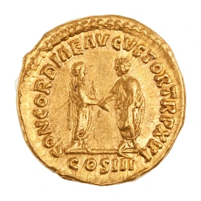 Aureus - Marcus Aurelius and Lucius Verus CONCORDIAE AVGVSTOR TR P XVI COS III back