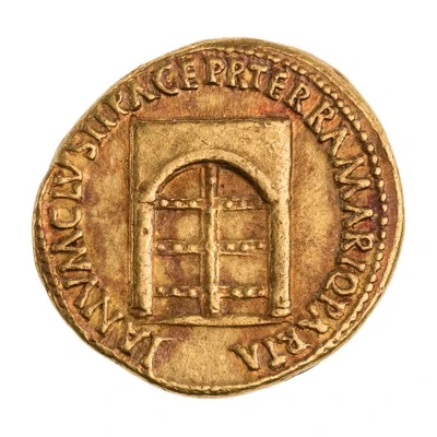 Aureus - Nero IANVM CLVSIT PACE P R TERRA MARIQ PARTA; Janus back