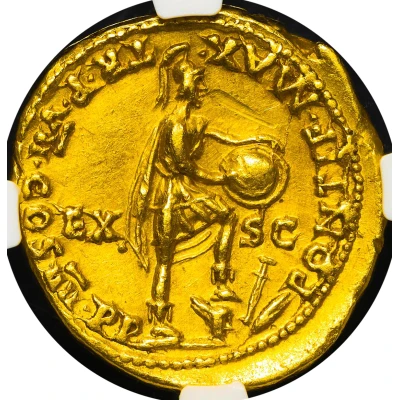 Aureus - Nero PONTIF MAX TR P VII COS IIII P P EX S C; Roma back