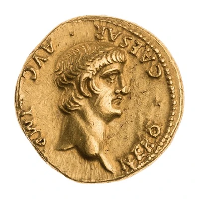 Aureus - Nero PONTIF MAX TR P VII COS IIII P P EX S C; Virtus front