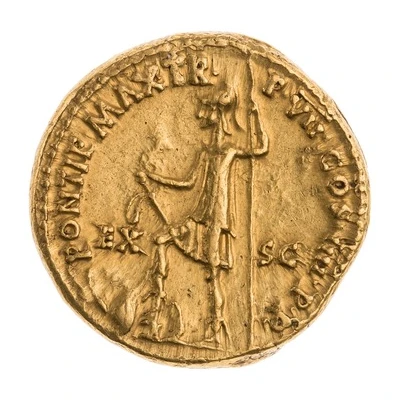 Aureus - Nero PONTIF MAX TR P VII COS IIII P P EX S C; Virtus back