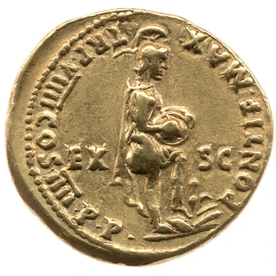 Aureus - Nero PONTIF MAX TR P VIIII COS IIII P P EX S C; Roma back