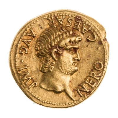 Aureus - Nero PONTIF MAX TR P X COS IIII P P EX S C; Virtus front