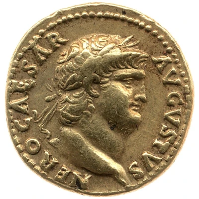 Aureus - Nero ROMA; Roma and Victory front