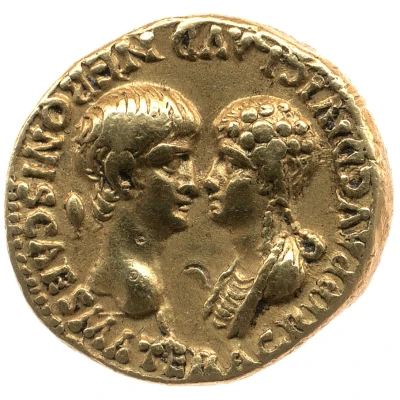 Aureus - Nero and Agrippina the Younger NERONI CLAVD DIVI F CAES AVG GERM IMP TR P front