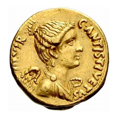 Aureus PRO VALETVDINE CAESARIS S P Q R; Victory 16 BC front