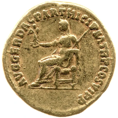 Aureus - Plotina AVG GER DAC PARTHICI P M TR P COS VI P P; Vesta back