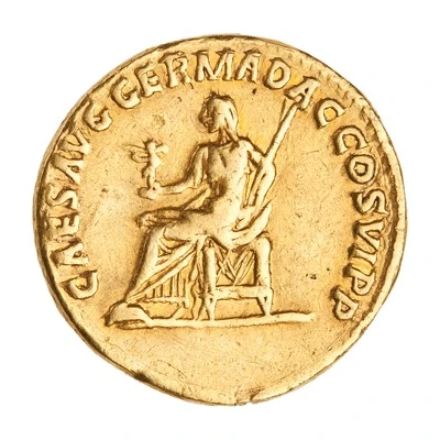 Aureus - Plotina CAES AVG GERMA DAC COS VI P P; Vesta back