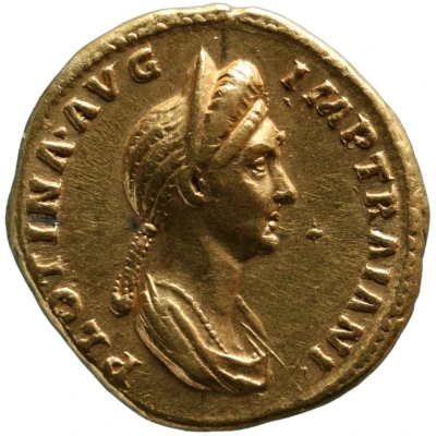 Aureus - Plotina CAES AVG GERMA DAC COS VI P P; Vesta front