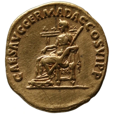 Aureus - Plotina CAES AVG GERMA DAC COS VI P P; Vesta back