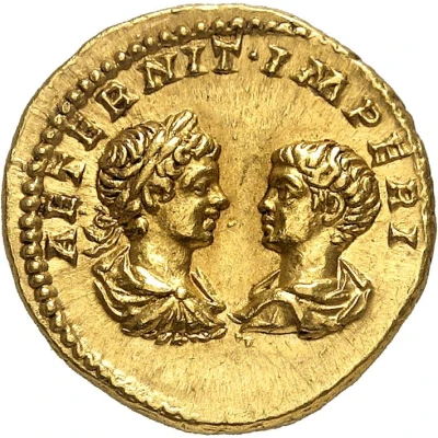 Aureus - Septimius Severus, Caracalla, and Geta AETERNIT IMPERI back