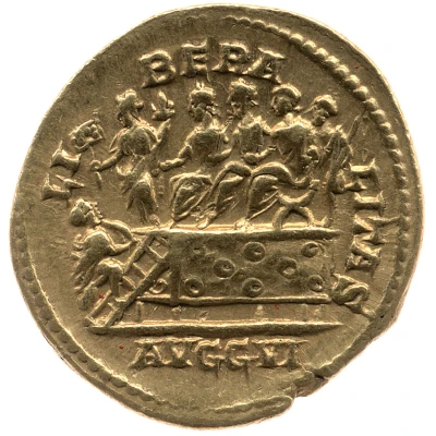 Aureus - Septimius Severus, Caracalla, and Geta LIBERALITAS AVGG VI; Liberalitas back