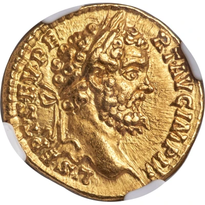 Aureus - Septimius Severus DIS AVSPICIB TR P II COS II P P; Hercules and Bacchus front