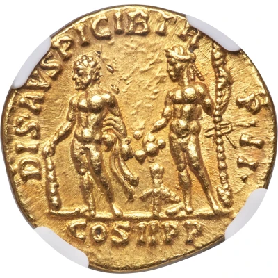 Aureus - Septimius Severus DIS AVSPICIB TR P II COS II P P; Hercules and Bacchus back