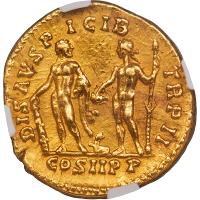 Aureus - Septimius Severus DIS AVSPICIB TR P II COS II P P; Hercules and Bacchus back