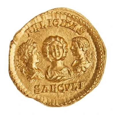 Aureus - Septimius Severus, Julia Domna, Caracalla, and Geta FELICITAS SAECVLI back