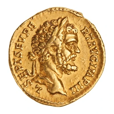 Aureus - Septimius Severus P M TR P II COS II; Jupiter and Victory front