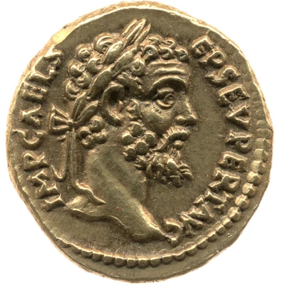 Aureus - Septimius Severus P M TR P II COS II P P; Victory front