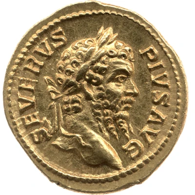 Aureus - Septimius Severus P M TR P XVIII COS III P P; Victory front