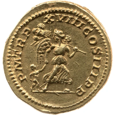Aureus - Septimius Severus P M TR P XVIII COS III P P; Victory back