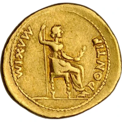 Aureus - Tiberius PONTIF MAXIM back