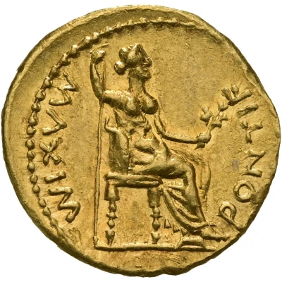 Aureus - Tiberius PONTIF MAXIM back