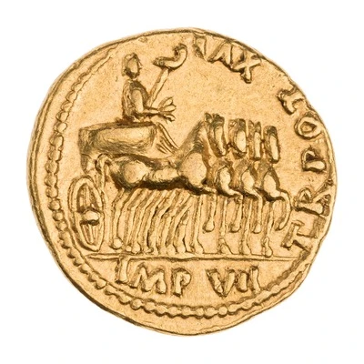 Aureus - Tiberius TR POT XVI IMP VII back