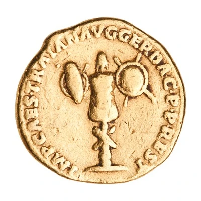 Aureus - Titus IMP CAES TRAIAN AVG GER DAC P P REST back