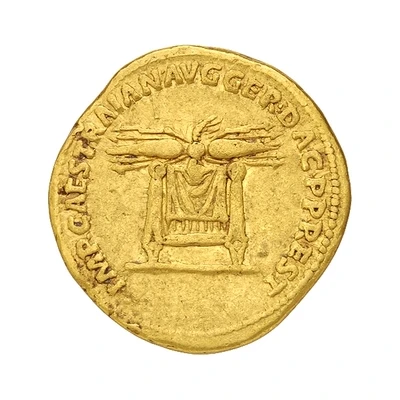Aureus - Titus IMP CAES TRAIAN AVG GER DAC P P REST back