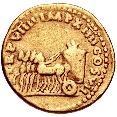 Aureus - Titus TR P VIIII IMP XIIII COS VII back