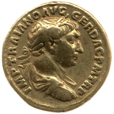 Aureus - Trajan COS V P P S P Q R OPTIMO PRINC; Jupiter and Pax front