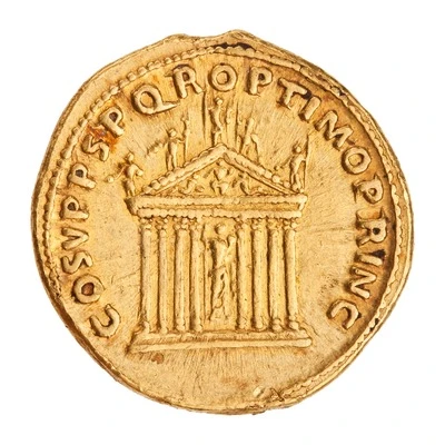 Aureus - Trajan COS V P P S P Q R OPTIMO PRINC; Jupiter and Pax back