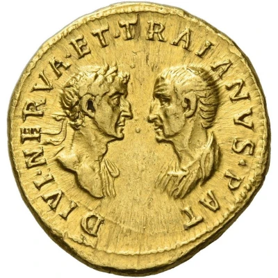Aureus - Trajan, Nerva, and Marcus Ulpius Traianus DIVI NERVA ET TRAIANVS PAT back