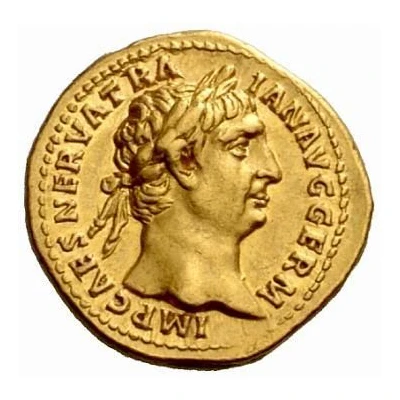 Aureus - Trajan P M TR P COS III P P; Roma and Victory front