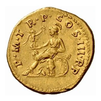 Aureus - Trajan P M TR P COS III P P; Roma and Victory back