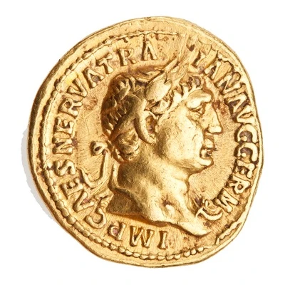 Aureus - Trajan P M TR P COS IIII P P; Victory front