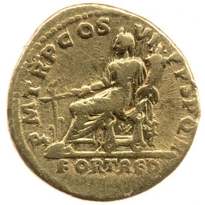 Aureus - Trajan P M TR P COS VI P P S P Q R FORT RED; Fortuna back