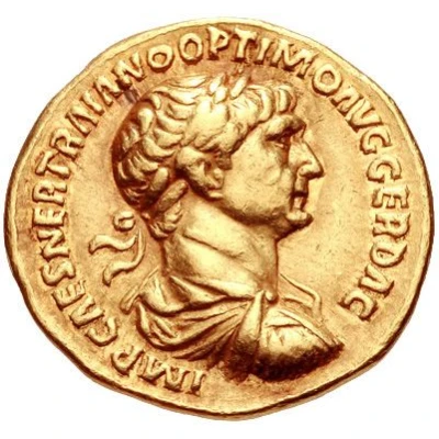 Aureus - Trajan P M TR P COS VI P P S P Q R; Genius front